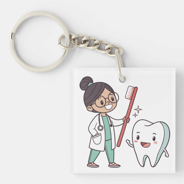 Happy Tooth Dental Care  Keychain (Front)