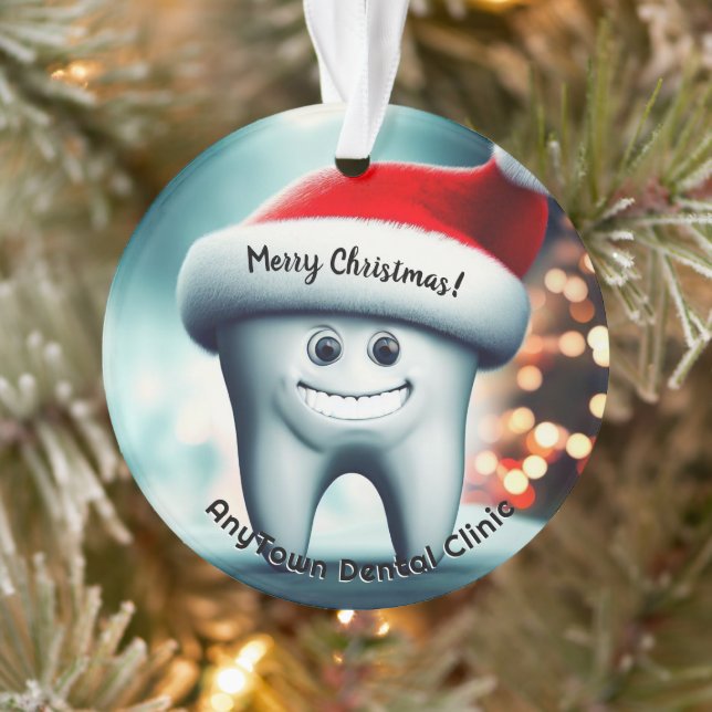 Happy Tooth in Santa Hat Christmas   Ornament (Tree)