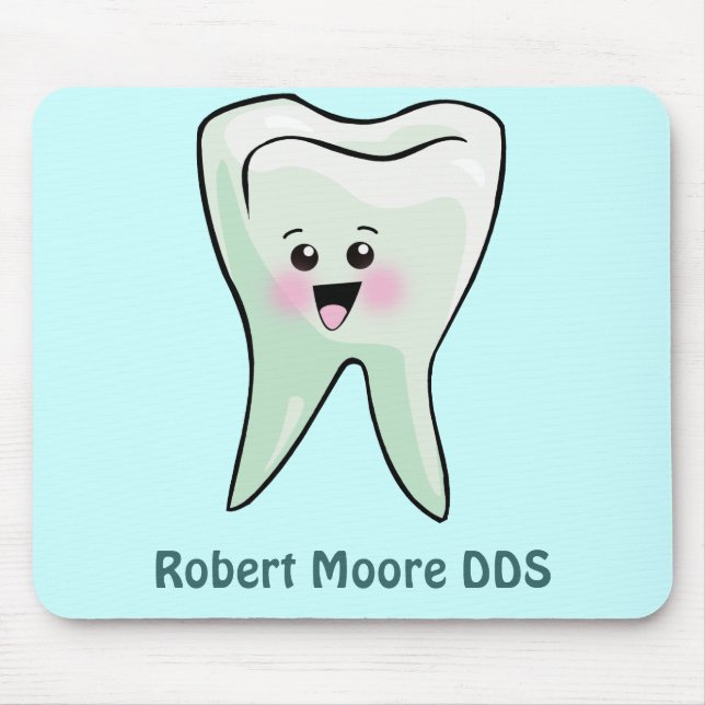 Happy Tooth Personalized (Any Name) Mouse Pad (Front)