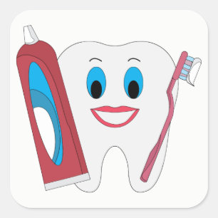 Happy Tooth Square Sticker