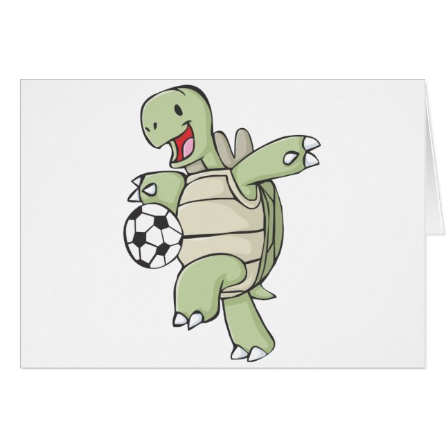 Happy Tortoise Playing Soccer (Front Horizontal)