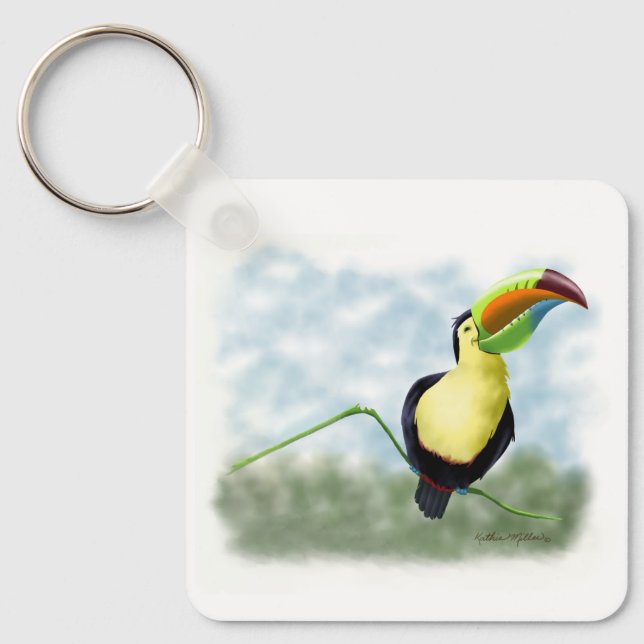 Happy Toucan Cartoon Keychain (Front)