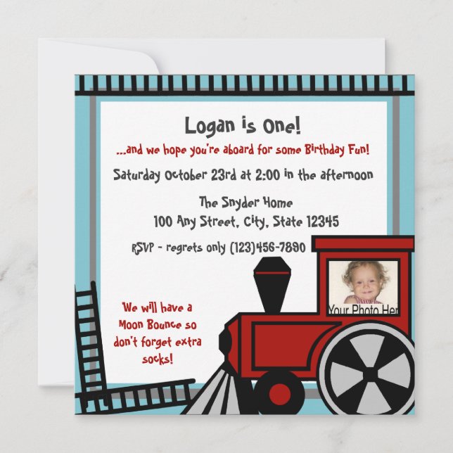 Happy Tracks Railroad Invitation/Red Invitation (Front)
