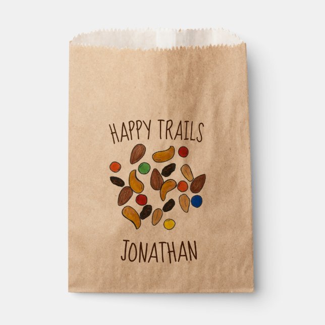 Happy Trails Camping Trail Mix Goodbye Retirement Favour Bag (Front)