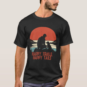 Happy Trails, Happy Tails Hiking Dog Retro Sunset T-Shirt
