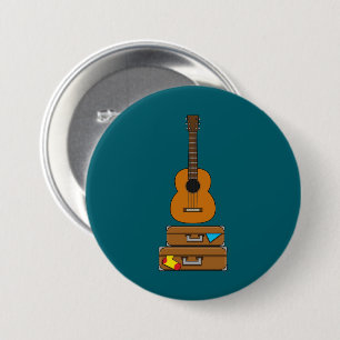 Happy Travel with Luggage and Guitar 3 Inch Round Button