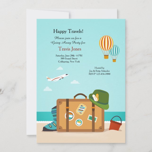 Happy Travels Going Away Party Invitation (Front)