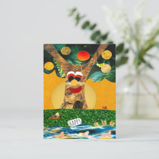 Happy tree for a happy cat balancing feng shui postcard