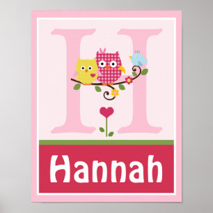 Happy Tree Owls 2 Personalized Art Poster