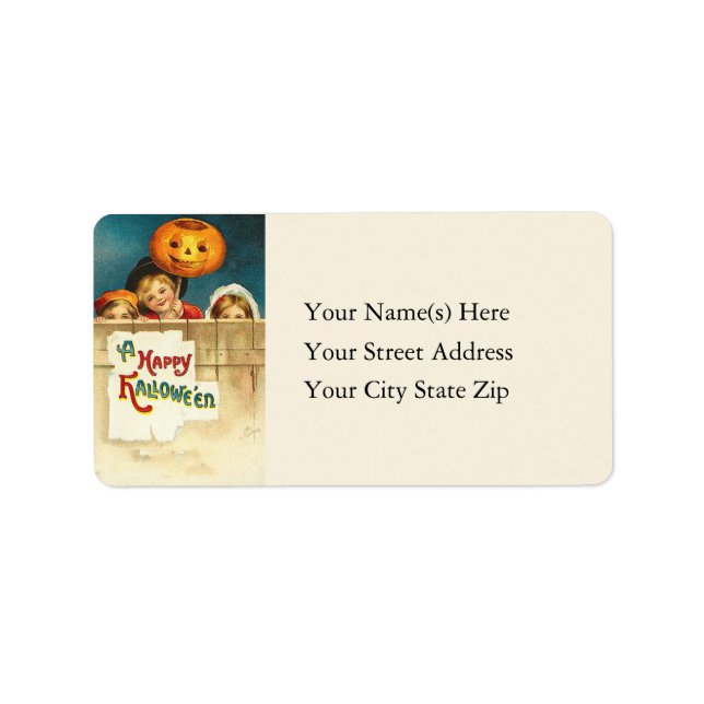 Happy Trick or Treaters Vintage Address Label (Front)