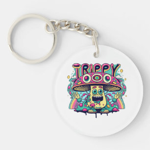 Happy Trippy Mushroom Keychain