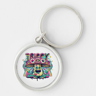 Happy Trippy Mushroom Keychain