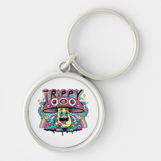 Happy Trippy Mushroom Keychain (Front)