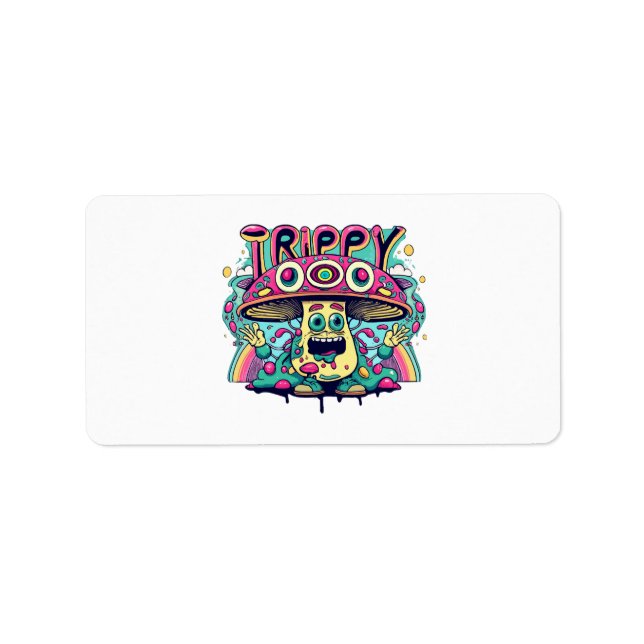 Happy Trippy Mushroom Label (Front)