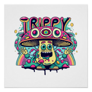 Happy Trippy Mushroom Poster