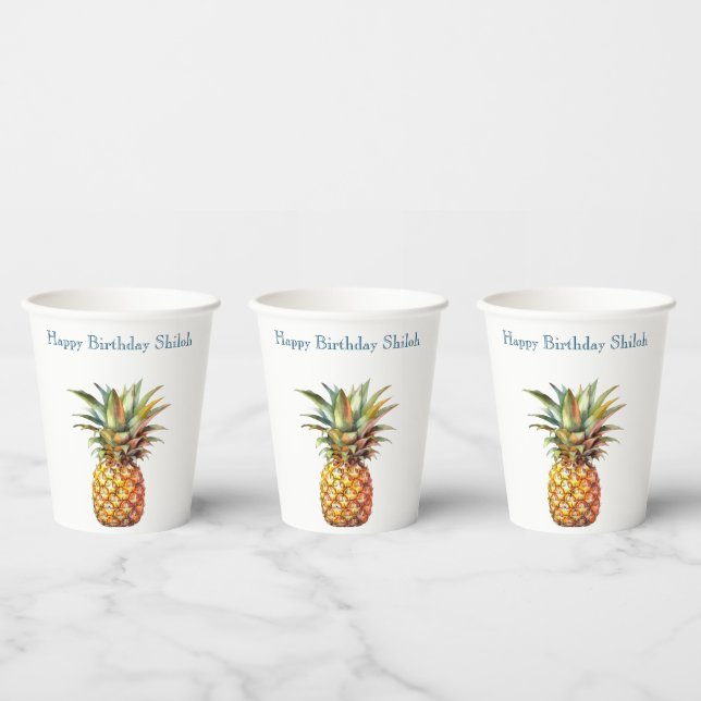 Happy Tropical Pineapple Paper Cups (Multi)