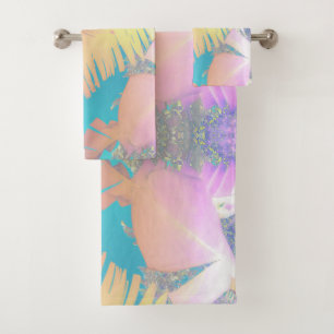 Happy Tropical Vibes Palm Trees Bath Towels