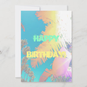 Happy Tropical Vibes Palm Trees Greeting Card