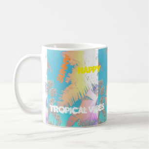 Happy Tropical Vibes Palm Trees Mug Cup