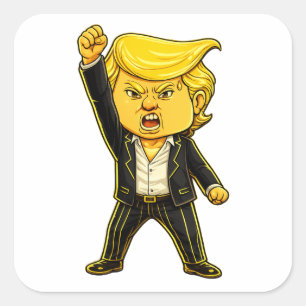 Happy Trump Funny Trump Fight Fight Angry Trump Square Sticker