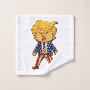 Happy Trump, Funny Trump, Funny Meme Chibi Cartoon Bath Towel Set