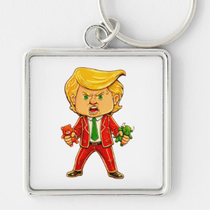 Happy Trump Funny Trump Invest Trump Cartoon Meme Keychain