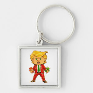 Happy Trump Funny Trump Invest Trump Cartoon Meme Keychain