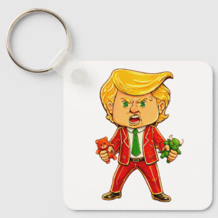 Happy Trump Funny Trump Invest Trump Cartoon Meme Keychain