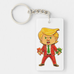 Happy Trump Funny Trump Invest Trump Cartoon Meme Keychain