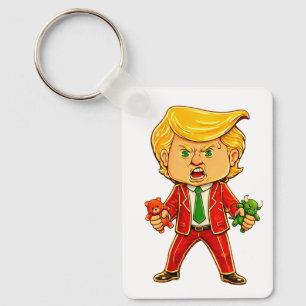 Happy Trump Funny Trump Invest Trump Cartoon Meme Keychain