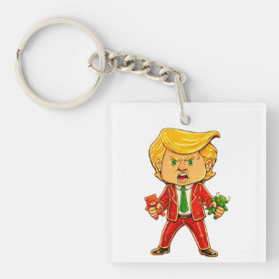 Happy Trump Funny Trump Invest Trump Cartoon Meme Keychain