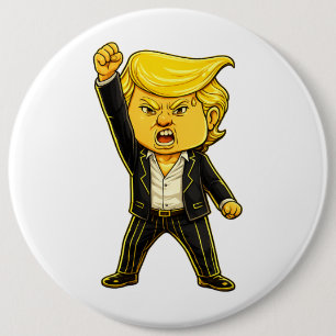 Happy Trump Lapel Fight Fight Chibi Cartoon Meme 6 Inch Round Button