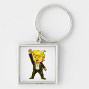 Happy Trump Lapel Meme Fight Fight Angry Trump Pop Keychain