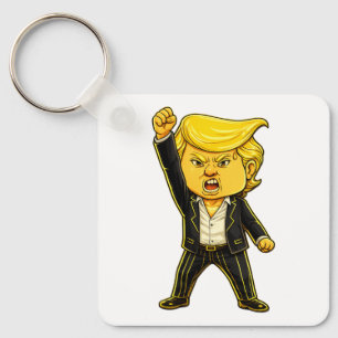 Happy Trump Lapel Meme Fight Fight Angry Trump Pop Keychain