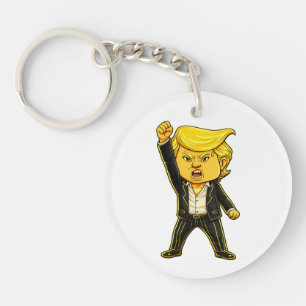 Happy Trump Lapel Meme Fight Fight Angry Trump Pop Keychain