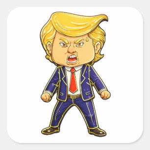 Happy Trump Lapel Pin Meme Angry Trump Pop Art Square Sticker