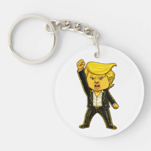 Happy Trump Trump Meme Fight Fight Chibi Cartoon Keychain