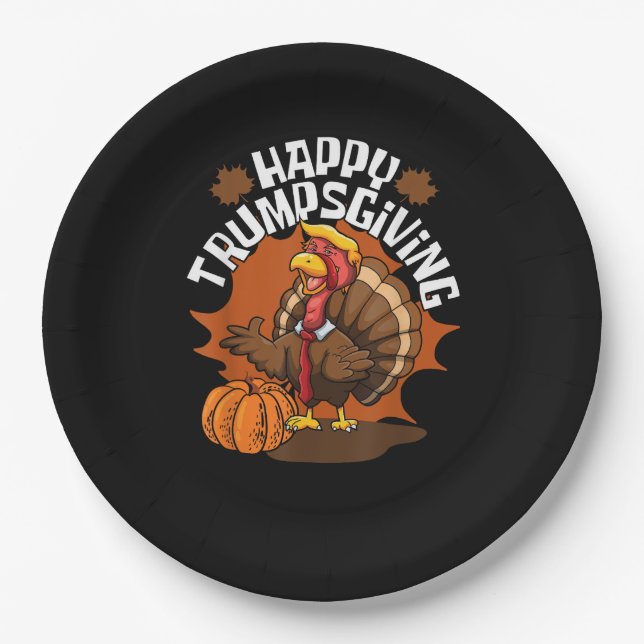 Happy Trumpsgiving Funny Thanksgiving Trumpkin Usa Paper Plate (Front)
