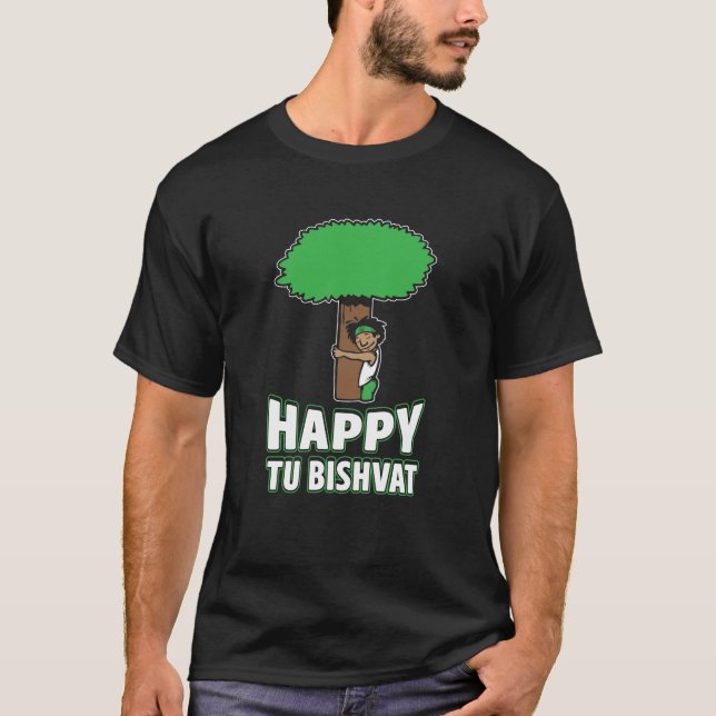 Happy Tu Bishvat Tree Ecological Jewish Holiday T-Shirt (Front)