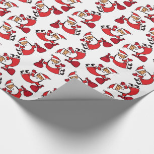 Happy Tumbling Santa Pattern Wrapping Paper
