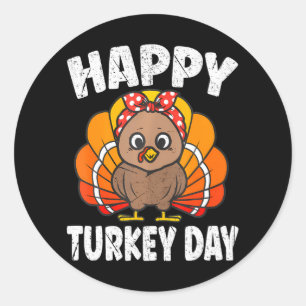 Happy Turkey Day 2023 Thanksgiving Day Autumn Classic Round Sticker