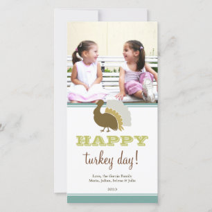 Happy turkey day blue green custom Thanksgiving Holiday Card