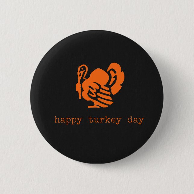 Happy Turkey Day Colour Chalkboard 2 Inch Round Button (Front)