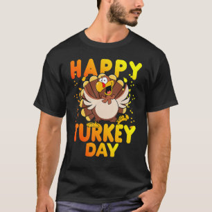 Happy Turkey Day Cute Little Pilgrim Thanksgiving T-Shirt