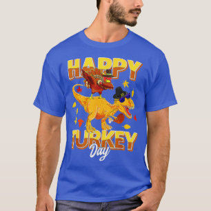Happy Turkey Day Dabbing Turkey Saurus T Rex Thank T-Shirt
