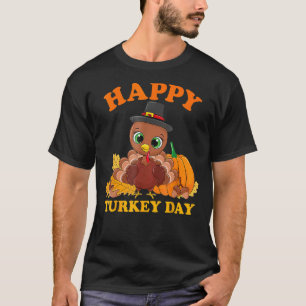Happy Turkey Day Shirt Cute Little Pilgrim Gift Th