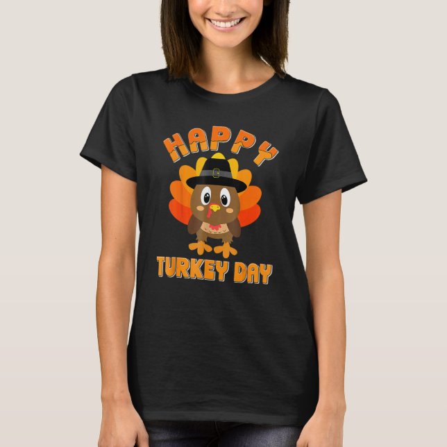 Happy Turkey Day Shirt Cute Little Pilgrim Gift Th (Front)