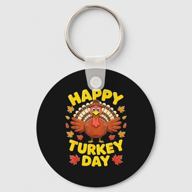 Happy Turkey Day Shirt Men Women Kids Family Thank Keychain (Front)