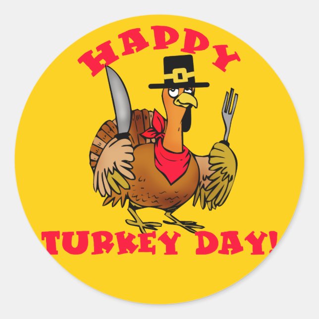 Happy Turkey Day T shirts, Hoodies, Sweats Classic Round Sticker (Front)