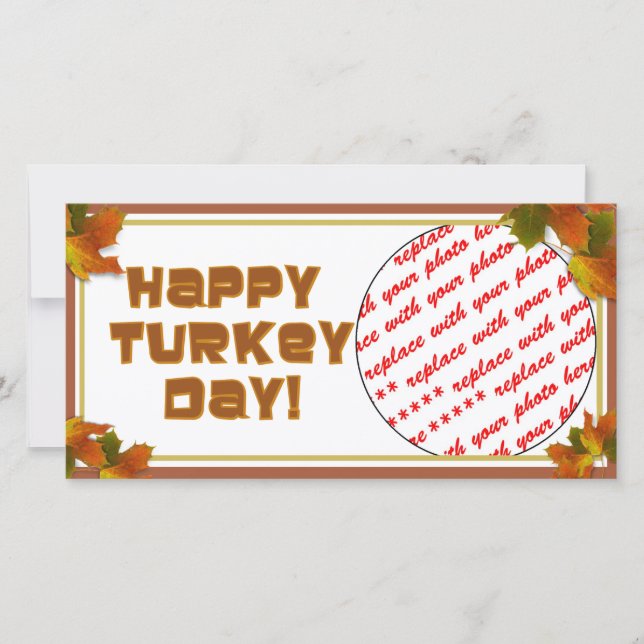 Happy Turkey Day Text Design Holiday Card (Front)